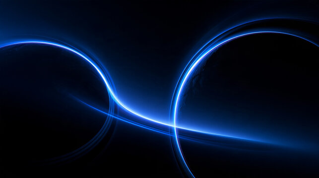 Abstract Futuristic Blue Neon Glowing Curves Background