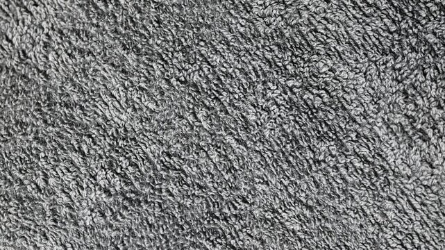 Rotating dark gray terrycloth towel texture background. Looping soft absorbent cotton fabric surface moving in slow motion