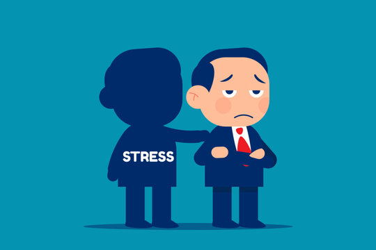 Business person have stress as a friend. Business cartoon concept