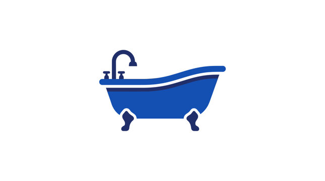 Blue classic clawfoot bathtub with a chrome faucet.
