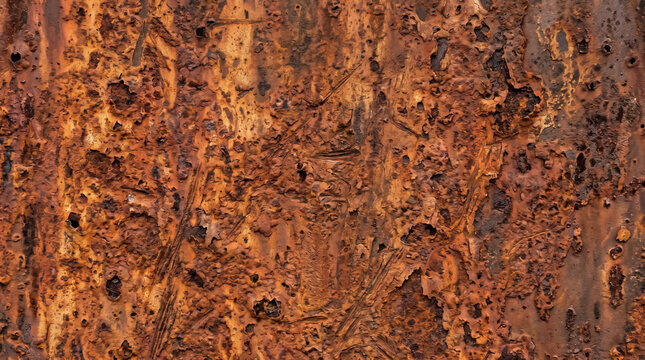 Aged metal surface with heavy orange rust texture background for industrial design and grunge concepts
