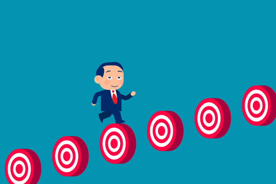Business jump over target. Business success vector illustration