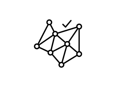 Black and white geometric network graph with connected nodes