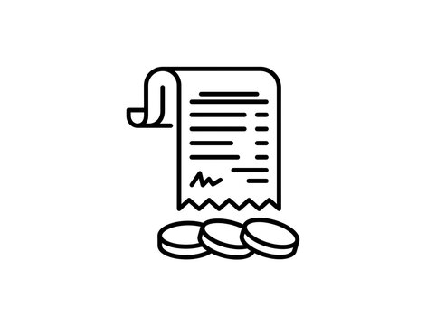 Receipt with coins icon showing payment or invoice