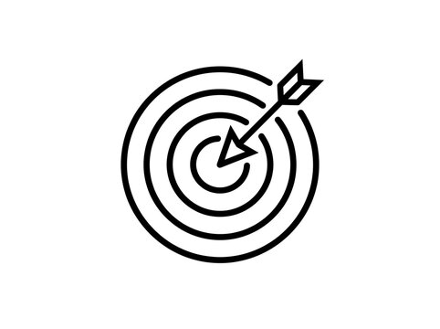 Target with arrow hitting bullseye icon design