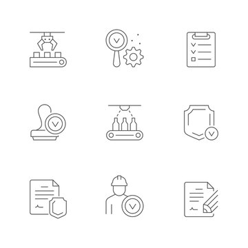 Set line icons of quality control