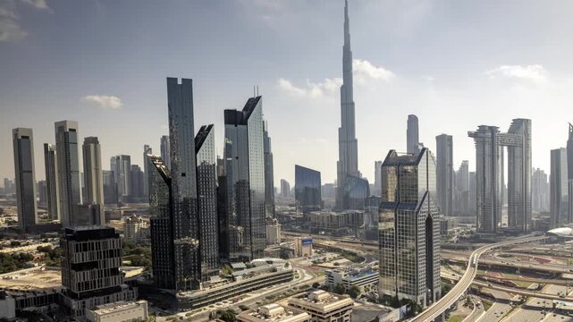 dubai skyline from a high vantage point 