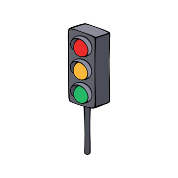 Traffic Light Signal Icon with Red Yellow and Green Lights on transparent Background Isolated Road Safety Illustration Vector Design
