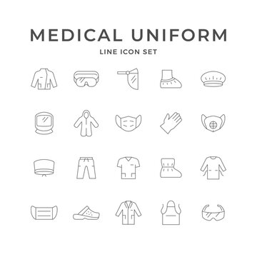 Set line icons of medical uniform