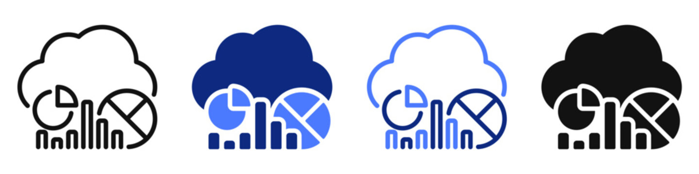 Vector icon or logo related to cloud computing technology, AI, machine learning and big data. Symbol for website or app UI, logo design, illustration