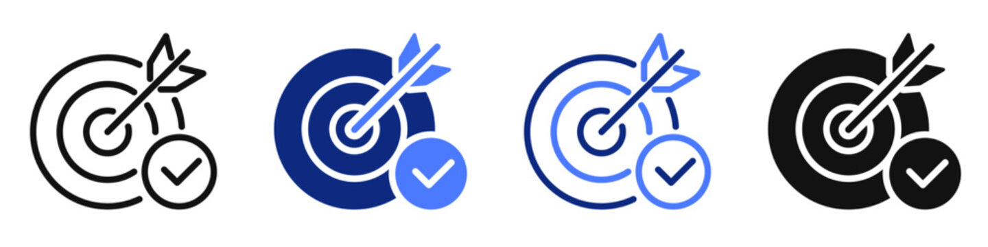 Vector icon or logo of dart target and arrow related to business objective and goal, accuracy and efficiency, sport and hobbies. Symbol for website or app UI, logo design, illustration