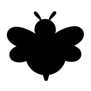 Bee silhouette icon. Black honey bee symbol. Honeybee clipart icon. Honey bee insect silhouette