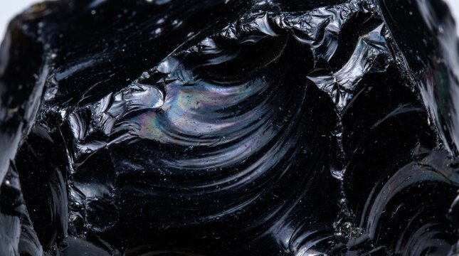 Black obsidian rock texture with rippling organic swirls.
