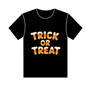 Halloween tshirt design with candy corn style typography saying trick or treat