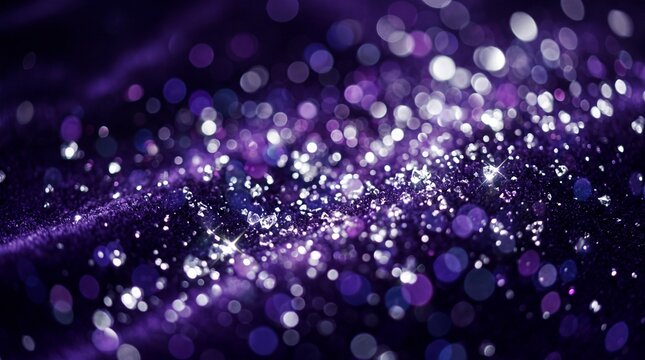Purple Glitter and Sparkling Diamonds on Velvet Background