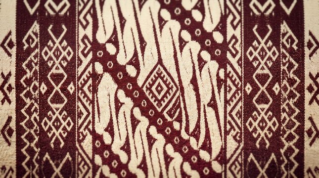 Traditional Indonesian Batik Fabric Pattern Texture Close Up