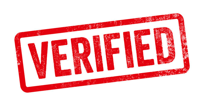 A red stamp on a white background - Verified