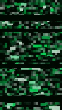 Matrix green on black datamosh block corruption animation, abstract glitch motion background with no text, vertical 9:16