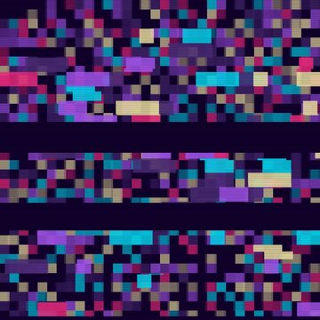 Purple and pink neon datamosh block corruption animation, abstract glitch motion background with no text, square 1:1