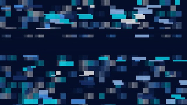 Electric blue on navy datamosh block corruption animation, abstract glitch motion background with no text