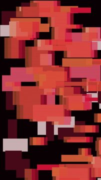 Red and orange on black frame stutter dropout animation, abstract glitch motion background with no text, vertical 9:16