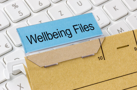 A brown file folder labeled with Wellbeing Files