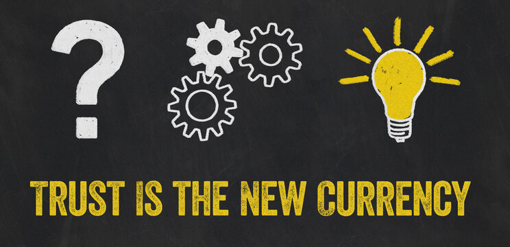 Question Mark, Gears, Light Bulb Concept - Trust Is the New Currency