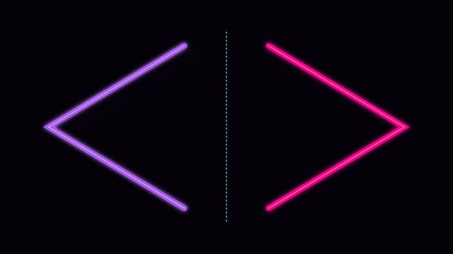 Neon Code Brackets Animation Glowing Purple and Pink