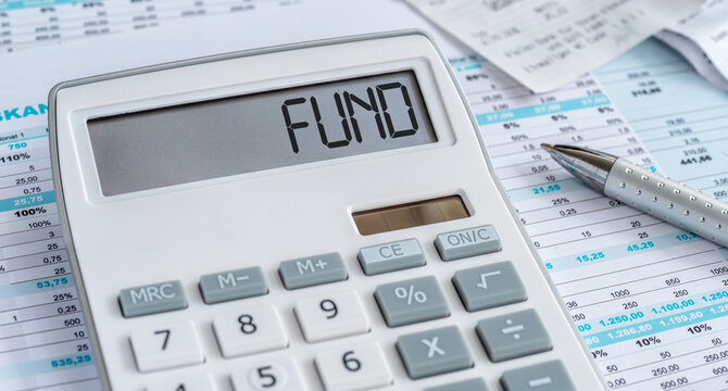 A calculator with the word Fund on the display