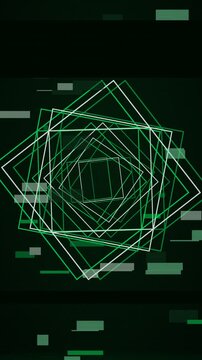 Matrix green on black rgb split geometry animation, abstract glitch motion background with no text, vertical 9:16