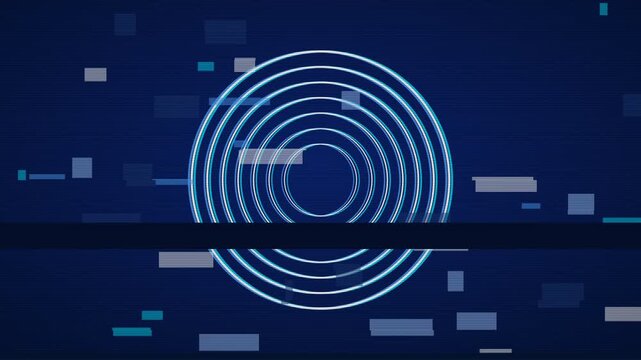 Electric blue on navy rgb split geometry animation, abstract glitch motion background with no text