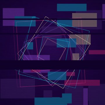 Purple and pink neon video feedback echo animation, abstract glitch motion background with no text, square 1:1