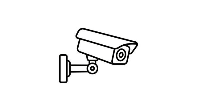 Black outline security camera icon isolated on transparent background design.