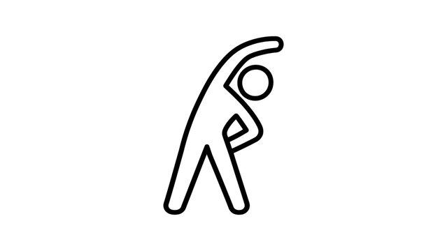Outline icon of person stretching body, fitness and healthy lifestyle.
