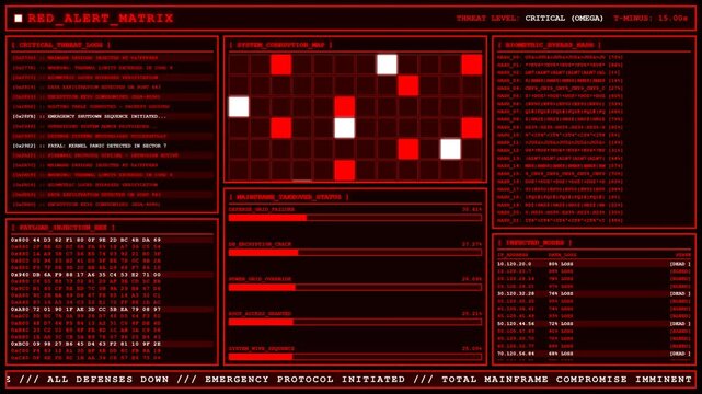 Red Alert Matrix Critical Mainframe Takeover Terminal.