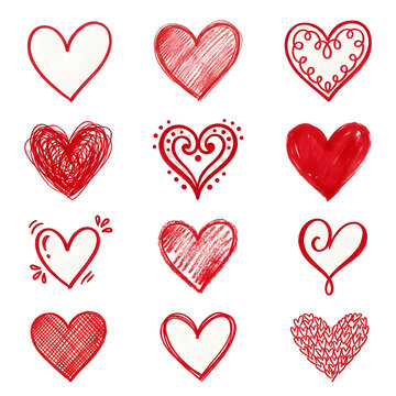 Hand drawn heart icons