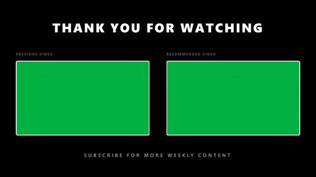End screen video template with green screen placeholders