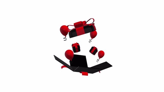 Open Giftbox With red balloons