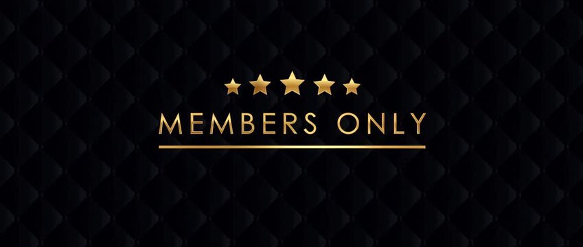vip members only golden shining text on dark luxury background illustrated animation