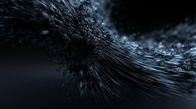 Abstract Dark Metallic Ferrofluid Wave with Magnetic Particles
