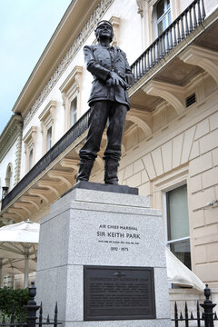 The statue of Air Chief Marshal Sir Keith Rodney Park on Waterloo Place, London, UK