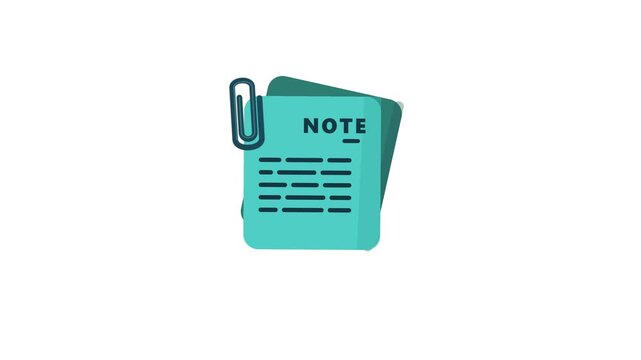 Motion graphics of sticky memo paper notes pinned with a paperclip, featuring subtle organic floating and text line reveal animations.