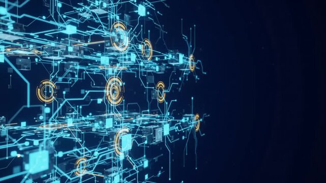 Abstract Ultra Sharp Quantum Fintech Technology and Data Grid Seamless Motion Loop