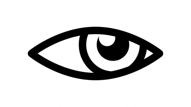 Animated eye icon looking around loop isolated on transparent alpha channel