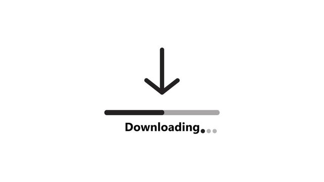 Downloading progress bar and button icon animation with arrow symbol on a transparent background.