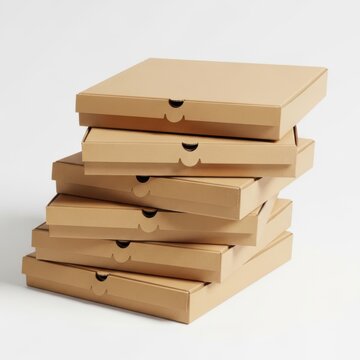 Stack of empty pizza boxes ready for delivery or takeout orders
