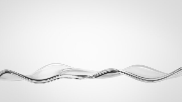 Abstract glass monochrome wave on a white background, 3d render