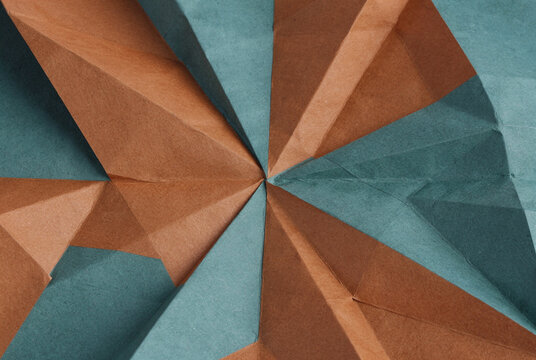 Abstract Geometric Background with Folded Brown and Teal Paper