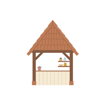 Wooden market kiosk hut illustration