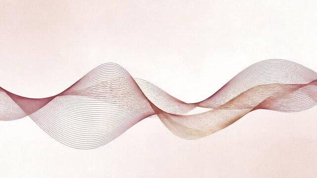 Elegant flowing gold and rose lines moving in graceful motion within this minimal digital animation abstract background video footage style